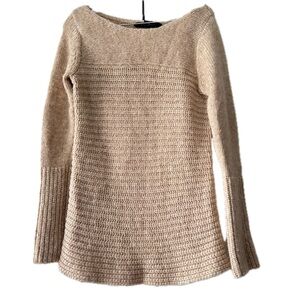 Club Monaco Collection Sweater Wool Mix M Alpaca Camel Hair Cable Knit Oatmeal